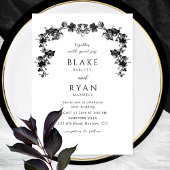 Elegant Black Enchanting Garland Wedding Kaart