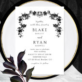 Elegant Black Enchanting Garland Wedding Kaart
