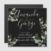 Elegant Black Eucalyptus laat de datum opslaan Magnetische Uitnodiging (Voorkant / Achterkant)