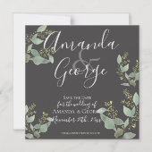 Elegant Black Eucalyptus laat de datum opslaan Magnetische Uitnodiging (Voorkant)