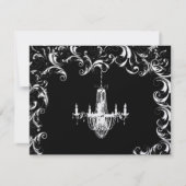 Elegant Black Fancy Swirl Chandelier Wedding RSVP Kaartje (Voorkant)