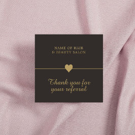 Elegant Black Faux Gold Beauty Salon Referral-Kaar Aanbevelingskaartje