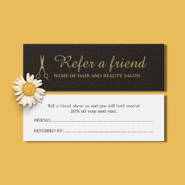 Elegant Black Faux Gold Beauty Salon Referral-Kaar Mini Visitekaartjes