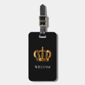 Elegant Black Faux Gold Crown Bagagelabel (Voorkant verticaal)