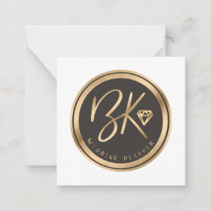 Elegant Black Faux Gold Foil Initialen Company Log Notitiekaartje