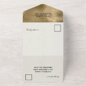 Elegant Black & Faux Gold Foliage Weddenschap All In One Uitnodiging (Buitenkant)