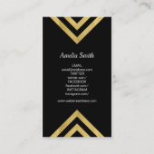 Elegant Black Faux Gold Geometric Social Media Visitekaartje (Achterkant)