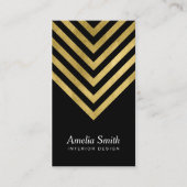 Elegant Black Faux Gold Geometric Social Media Visitekaartje (Voorkant)