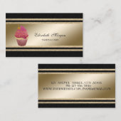 Elegant Black, Faux Gold Glittery Stripcake Visitekaartje (Voorkant / Achterkant)