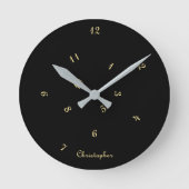 Elegant Black Faux Gold Jumked Hours Personeelsfor Ronde Klok (Voorkant)