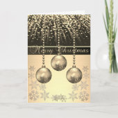 Elegant Black, Faux Gold kerstballen Snowflakes Feestdagen Kaart (Voorkant)