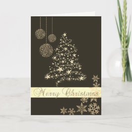 Elegant Black, Faux Gold kerstboom, Snowflakes Feestdagen Kaart