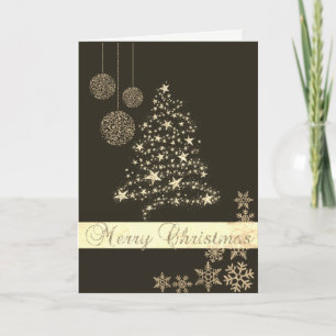 Elegant Black, Faux Gold kerstboom, Snowflakes Feestdagen Kaart