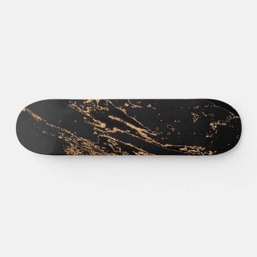Elegant Black Faux Gold Marble Persoonlijk Skateboard (Horizontaal)