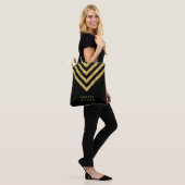 Elegant Black Faux Gold Name Chevron Pattern Tote Bag (Op model)