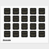 Elegant Black Faux Gold Script-kerstsnowflake Vierkante Sticker (Vel)
