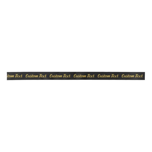 Elegant Black Faux Gold Script Text Sjabloon Satijnen Lint (Voorkant)