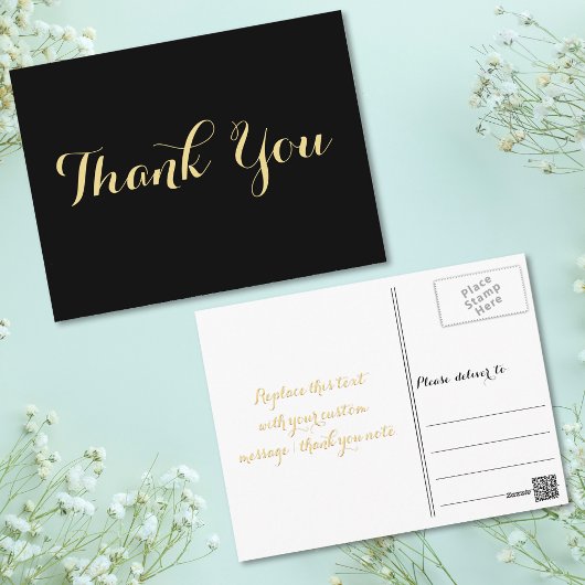 Elegant Black Faux Gold Script Weddenschap Harteli Briefkaart