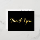 Elegant Black Faux Gold Script Weddenschap Harteli Folie Uitnodiging Briefkaart (Voorkant / Achterkant)