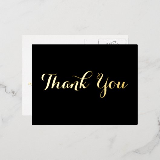 Elegant Black Faux Gold Script Weddenschap Harteli Folie Uitnodiging Briefkaart (Voorkant / Achterkant)