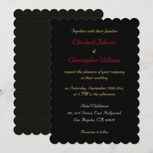 Elegant Black Faux Gold Silver Wedding Kaart (Voorkant / Achterkant)