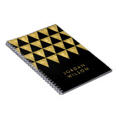 Elegant Black Faux Gold Triangle Patroon Notitieboek (Rechterzijde)