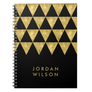 Elegant Black Faux Gold Triangle Patroon Notitieboek