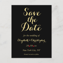 Elegant Black Faux Gold Wedding Save the Date Briefkaart