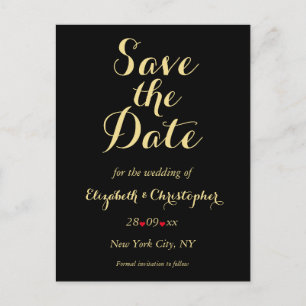Elegant Black Faux Gold Wedding Save the Date Briefkaart