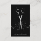 Elegant Black Faux Silver Haarstylist Visitekaartje (Achterkant)