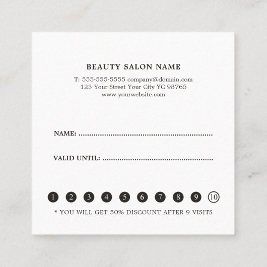Elegant Black Faux Silver Loyalty Card (Achterkant)