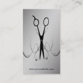 Elegant Black Faux Silver Scissor Hair Stylist Visitekaartje (Achterkant)