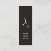 Elegant Black Faux Silver Scissors Haarstylist Mini Visitekaartje (Voorkant)