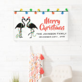 Elegant Black Flamingos-kerstkaarslicht Spandoek (Insitu)