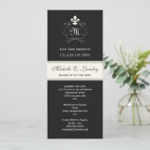 Elegant Black Fleur de Lis Formele Afstuderen Kaart (Staand voorkant)