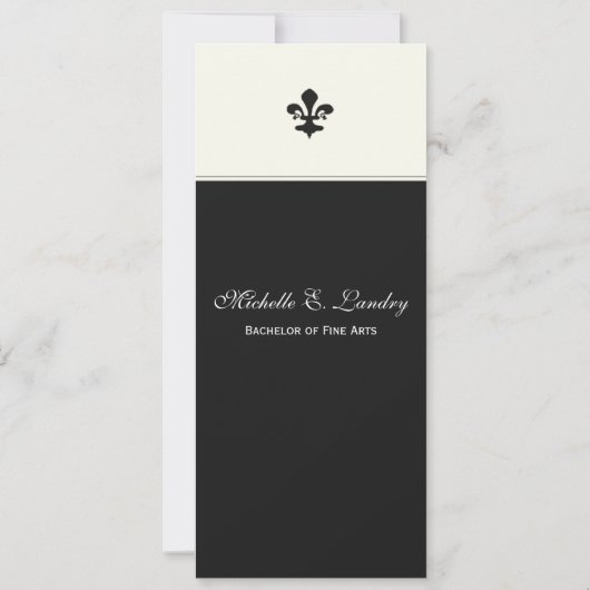 Elegant Black Fleur de Lis Formele Afstuderen Kaart (Achterkant)