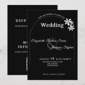 Elegant Black Floral Arch Typography Wedding Kaart (Voorkant / Achterkant)