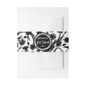Elegant Black Floral Bat Mitzvah Uitnodigingen Wikkel (Voorkant Voorbeeld)