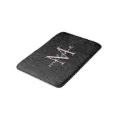 Elegant Black Floral Blush Pink Script Monogram Badmat (Gekanteld)