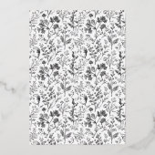 Elegant Black Floral Botanical Folie Uitnodiging (Achterkant)