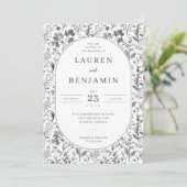 Elegant Black Floral Botanical Kaart (Staand voorkant)