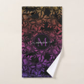 Elegant Black Floral Botanical Waterverf Monogram Bad Handdoek (Handdoek)