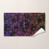 Elegant Black Floral Botanical Waterverf Monogram Bad Handdoek (Handdoek)