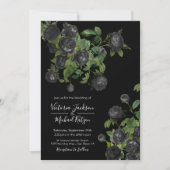 Elegant Black Floral Botanical Wedding Invitation Kaart (Voorkant)