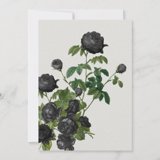Elegant Black Floral Botanical Wedding Kaart (Achterkant)
