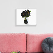 Elegant Black Floral Bouquet in Marble Vase. Canvas Afdruk (Insitu (Woonkamer))
