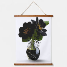 Elegant Black Floral Bouquet in Marble Vase.