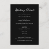 Elegant Black Floral Crest Monogram Script Wedding Informatiekaartje (Voorkant)