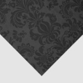 Elegant Black Floral Damasover Dark Grey Tissuepapier (Detail)