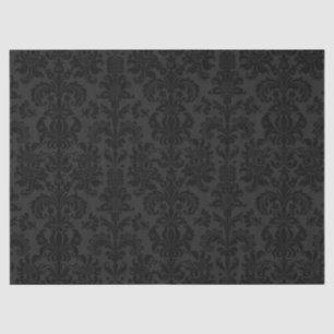 Elegant Black Floral Damasover Dark Grey Tissuepapier